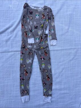 Little Sleepies Gray Pajama Set with Multicolor Cat Print 2T
